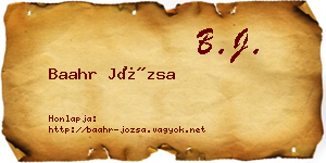 Baahr Józsa névjegykártya
